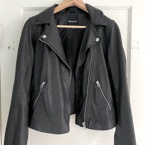 Black Madewell Washed Leather Motorcycle Jacket M